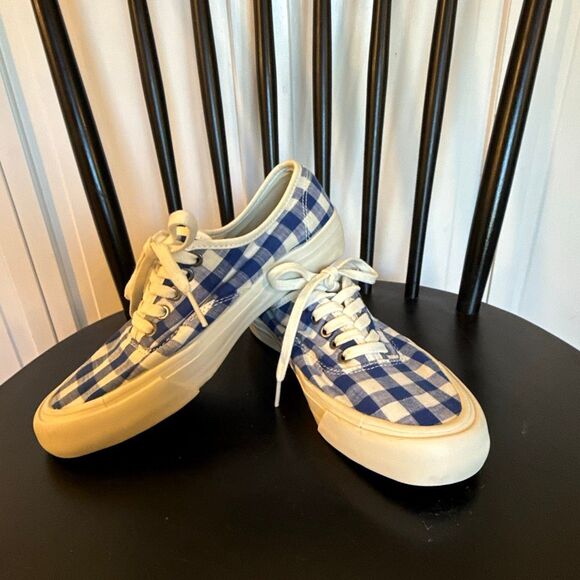 J.crew X Seavees blue gingham canvas sneakers 6 - Picture 11 of 12